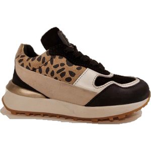 Jochie & Freaks Sneaker Loes JF-22360 Zwart Zand Combi