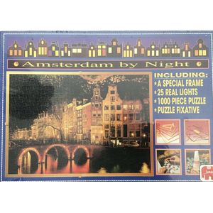 Jumbo 1000-delige puzzel Amsterdam by Night, inclusief frame en verlichting