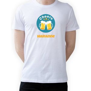 T-shirt met naam Marianne|Fotofabriek T-shirt Cheers |Wit T-shirt maat L| T-shirt met print (L)(Unisex)