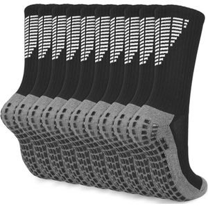 Voetbalsokken voor Heren - Antislip Sportsokken, 5 Paar, Maat 43-46, Zwart/Wit