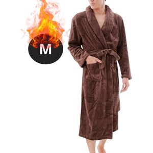Bovista Badjas Heren - Fleece - Katoen - Badstof - Sauna - Hamam - Wafel - Bathrobe - Duster - Ochtendjas - Kimono - Koffie M