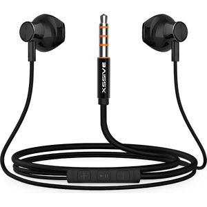 Oortjes met draad - 3,5mm Jack Aansluiting - In Ear Oordopjes met microfoon - Ingebouwde afstandsbediening - Zwart