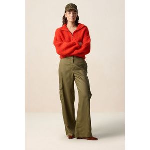 Sissy-Boy - Donkergroene Cargo Broek - Hoge Taille - Wijd Uitlopende Broekspijpen