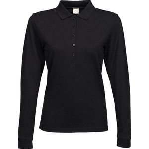 Tee Jays Dames/dames Luxe Stretch Poloshirt met lange mouwen (Zwart)