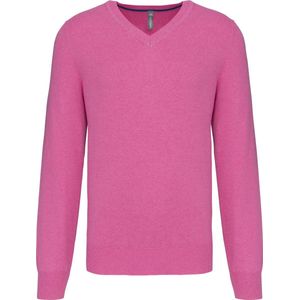 Pullover/Cardigan Heren L Kariban V-hals Lange mouw Candy Pink Heather 87% Katoen, 11% Polyamide, 2% Elasthan