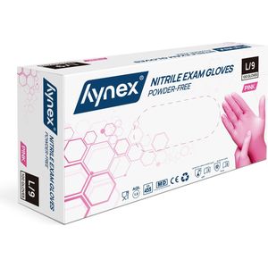 Hynex Nitril handschoenen maat L roze 100/doos 3,5gram