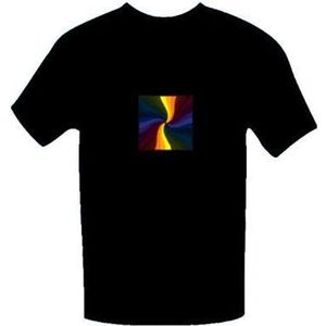 LED T-shirt Equalizer - Zwart - Draai kleuren - Maat XXS\