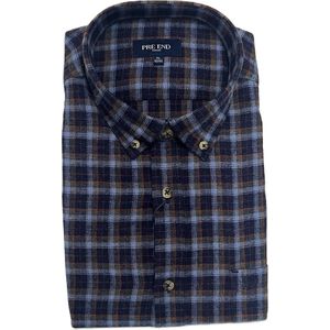 Pre End - Overhemd heren - flanel - blauw mix - geruit - maat M
