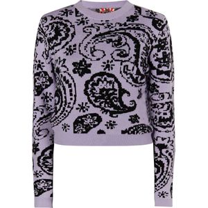 myMo - Blonda - Gebreide Trui - Lila / Zwart - Lange Mouw