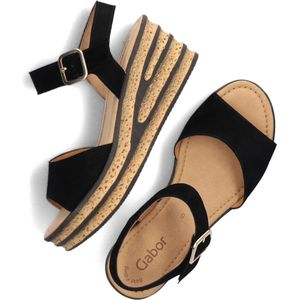 Gabor 651 Sandalen - Met Sleehak - Dames - Zwart - Maat 40,5