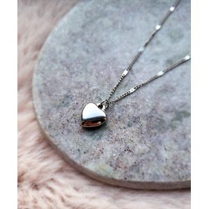 Jewels88 Ketting Zilver Hartje- Subtiel Dames- RVS Stainless Steel- Vrouw