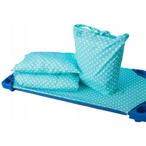 Kinderbeddengoed 6-delig voor Kinderdagverblijf/Peuterschool - Wit Stip Blauw