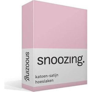 Snoozing - Katoen-satijn - Hoeslaken - Lits-jumeaux - 160x200 cm - Roze