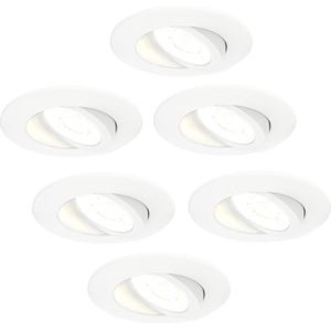 Ledvion 6x LED Inbouwspot, Wit, 5W, IP65, CCT, COB, Ø75mm, Dimbaar, Eenvoudige Installatie, 5 Jaar Garantie, Badkamer Inbouwspots, Dimbare LED Lamp