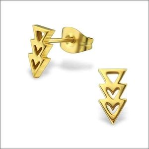 Aramat jewels ® - Aramat jewels oorbellen zweerknopjes pijltjes goudkleurig staal 9mm x 5mm