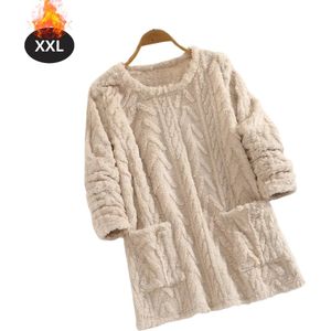 Livano Teddytrui Dames - Teddy Sweater - Fluffy Trui - Hoodie - Winter - Pluche - Abrikoos - Maat S