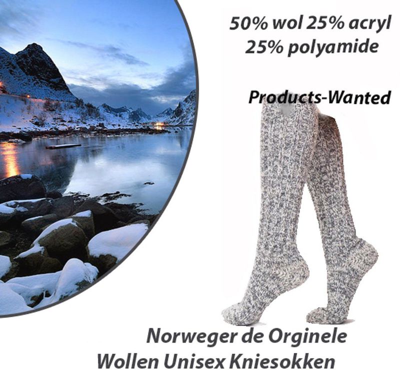 3-Paar Norweger de Orginele Geitenwollen Sokken - Extra Lang - Kniesokken - Maat 46-47