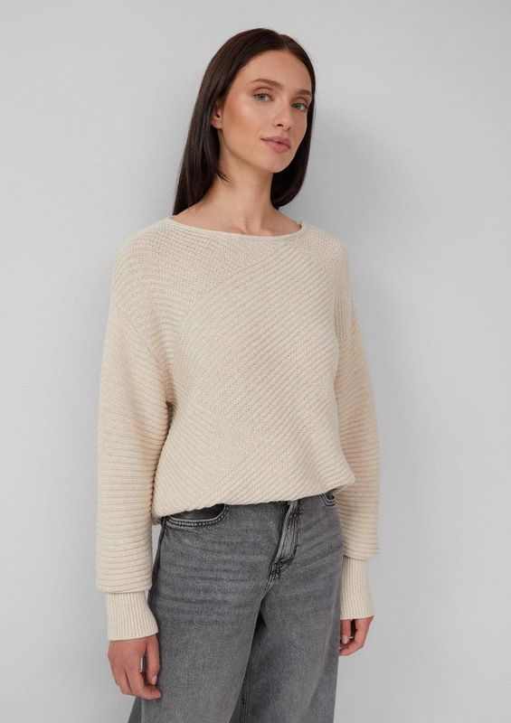 s.Oliver - Gebreide Trui - Light Beige Melange - Lange Mouwen