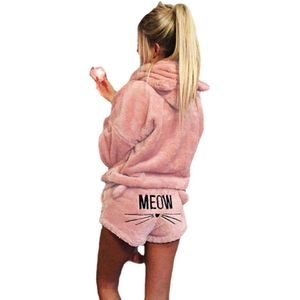 Schattige oversized pyjama set - Lounge pakje - Viscose - Sexy - Kat - Miauw - Uitdagend - Goede kwaliteit - Roze