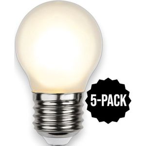 5-Pack | Standaard bol - E27 - 2W - Extra Warm Wit - 2700K - Opaal