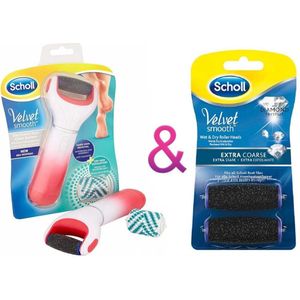 Scholl Velvet Smooth Express Pedi Elektronische 2 in 1 + Verwisselbare Roller Extra Grof - 2 stuks -Voetvijl- Scholl-eelt verwijderaar-Eeltvijl-Voetverzorging-Huidverzorging-Eelt- Scholl Velvet Smooth-Gelukkige voeten dragen gelukkige mensen.