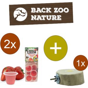 Back Zoo Nature Fruitkuipjes Aardbei - Vogelsnack - Inclusief houder