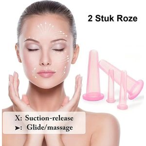 Siliconen Face Cups I siliconen Massage Cups I Gezichtsmassage I Vacuüm Cupping I 1.5 cm / 3.6 cm I 2 Stuks I Roze