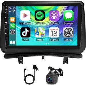 9 inch autoradio compatibel met Android 15 voor Renault Clio 3 2005-2014 GPS-navigatiesysteem Geschikt voor Carplay Android Auto AM/FM/RDS WiFi Bluetooth-autospeler met AHD-camera 4 GB + 64 GB