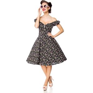 Belsira Swing jurk -M- Floral Zwart