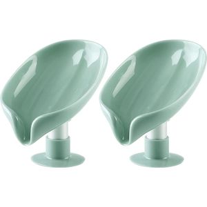 IBBO® - 2x Zeepbakje - Zeephouder - Zeepschaaltje - Zeephouder Zuignap - Zeepdoos - Zeepbakje lotus bladvorm - 2 Stuks - Lichtgroen