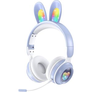 Draadloze Kinderhoofdtelefoon met LED-Lichten en Afneembare Microfoon - Opvouwbaar en Comfortabel - Volumelimiet 85 dB voor Veilig Geluid