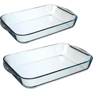 Secret de Gourmet ovenschalen - Rechthoek - Glas - 40 x 25 cm en 34 x 19 cm