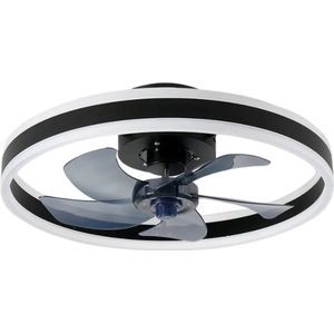 Plafond Ventilator Lamp - 51 CM - Smart Lamp - 6 Standen - 2 ledstrokes - Dimbaar - Zwart - Kroonluchter Ventilator - Chandelier Fan - Woonkamer Lamp - Ventilator Lampen - Slaapkamer lamp - Eetkamerlamp