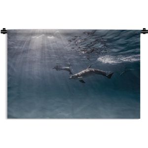 Wandkleed Dolfijn - Onderwaterfoto van dolfijnen Wandkleed katoen 150x100 cm - Wandtapijt met foto
