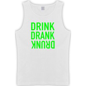 Witte Tanktop met “ Drink. Drank, Drunk “ print Groen  Size S