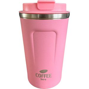 CoffeeHero - Duurzame RVS Thermosbeker - Roze - 380ml - Koffiebeker - Theebeker - To Go