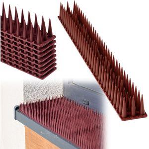 Diervriendelijke Anti Duivenpinnen 8 Strips 342 cm - Anti Klim Strips - Vogelpinnen - Kattenverjager - Balkon Bruin