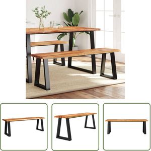 The Living Store Bankje met natuurlijke rand 140 cm massief acaciahout - Eetkamerbank - Acacia Houten Bank - Halbank - Vintage Bank - Industrieel Bank