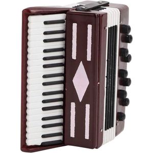 Miniatuur accordeon model 6 cm van hout rood - instrument model met delicate doos - musical gift met zoekwoord ""decoratief"" .