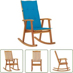 The Living Store Schommelstoel met kussens massief acaciahout - Houten Schommelstoel - Vintage Stoel - Lounge Stoel - Tuinset - Buitenschommelstoel