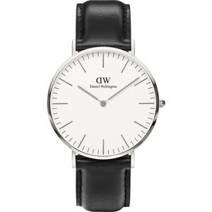 Daniel Wellington Classic Sheffield DW00100020 - Horloge - Leer - Zwart - Ø 40 mm