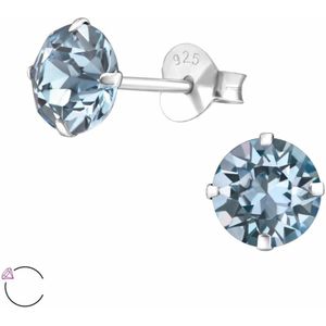 Oorbellen dames | Oorstekers | Zilveren oorstekers, ronde Swarovski kristal