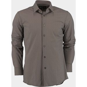 BOSS - Hank Overhemd Print Bruin - Heren - Maat 39 - Slim-fit