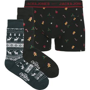 Jack & Jones heren giftbox 3P boxer & sokken mistletoe zwart & blauw