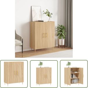 The Living Store Dressoir 69,5x34x90 cm bewerkt hout sonoma eikenkleurig - Dressoir - Salontafel - Houten Meubel - Vintage Design - Landelijke Stijl
