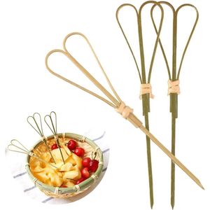 Zeynomax - Bamboe Cocktail Sticks Voor Feesten en BBQ - Decoratieve Tandenstokers (Hartvormig) - 100 Stuks