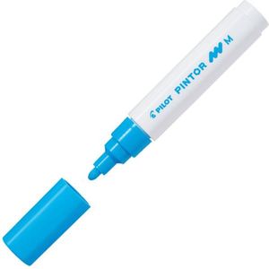 Pilot Pintor Lichtblauwe Verfstift - Medium marker met 1,4mm schrijfbreedte - Inkt op waterbasis - Dekt op elk oppervlak, zelfs de donkerste - Teken, kleur, versier, markeer, schrijf, kalligrafeer…