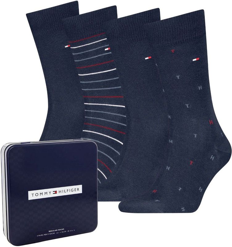 Tommy Hilfiger - Sokken - Marineblauw - 4 Paar in Giftbox