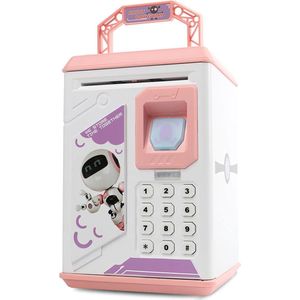 Kinderspaarpot - Kluis Kind - Kluis - Kluis Kinderen - Kluis Spaarpot - Kluisje Kind - Met Pincode en Vingerprint - Met Muziek - Roze - Verjaardag Cadeau - Kerst Cadeau - 19cm x 13cm x 13cm