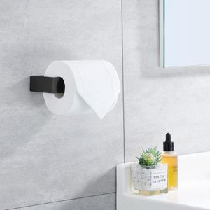Toiletpapierhouder zonder boren, toiletpapierhouder 304 roestvrij staal, zelfklevende wc-rolhouder, wc-papierhouder voor badkamer (mat zwart)
